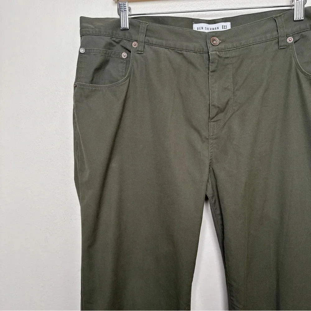 Ben Sherman Mens 38/34 Chino Dark Olive Slim Trouser